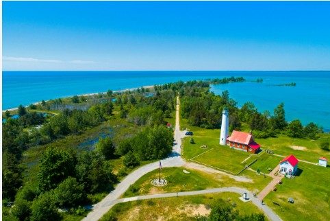 Aerial view of the Tawas shoreline
