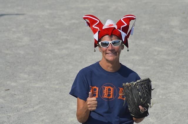 A fan in a jester hat